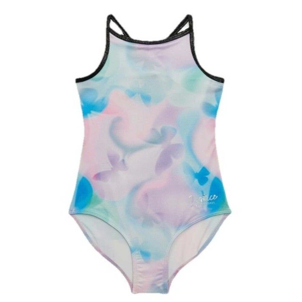Justice Girls Strappy Back Sports Bra Butterfly Cloud Dye Print Size Large NWT